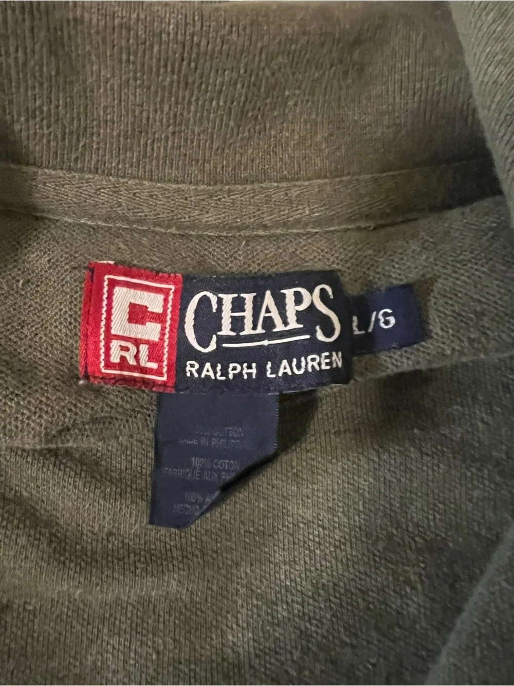 Chaps Ralph Lauren Polo Shirt Olive Green Large